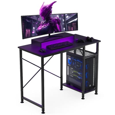 Bayt Game Bureau - Gaming Bureau - Gaming desk - Game Bureau met LED - Bureau met Opbergruimte - Computertafel - Monitor Standaard - 102 x 50 x 75 - Zwart
