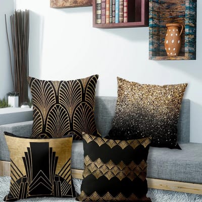4 stuks Art Deco Stijl Gouden KussenhoezenGeschikt voor bank auto slaapkamer decoratieve kussenhoes kussenhoes 45x45cm
