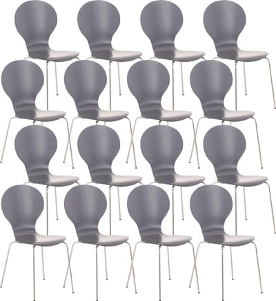 CLP Diego Set van 16 bezoekersstoelen Hout/grijs