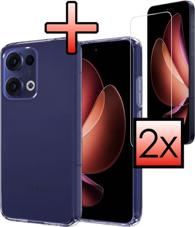 Hoesje - Met 2x Screenprotector - Geschikt voor Oppo Reno 13 - Sterk & Shockproof - Back Cover - Siliconen Case - Telefoon Hoes - Transparant