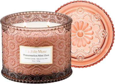 Watermeloen Mint Geurkaars 340g - Luxe 2 Lonten Kaarsen voor Thuis - 60 Uur Brandtijd