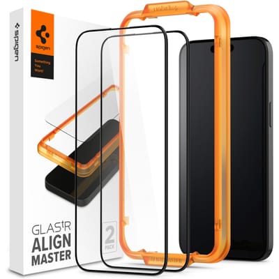Spigen AlignMaster Full Cover Screenprotector 2 Pack voor de Apple iPhone 15 Pro Max