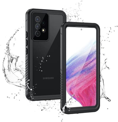 SBG Outdoor Case Waterdicht Transparant Hoesje geschikt voor Samsung Galaxy A53 | Shockproof | Onderwater tot twee meter | Antislip greep | IP68-gecertificeerd | Doorzichtig / Zwart