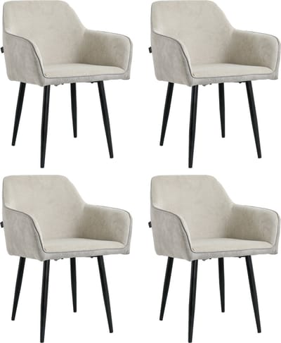 Lina® Tony Eetkamerstoel - Licht Grijs - Set van 4 - Ribstof
