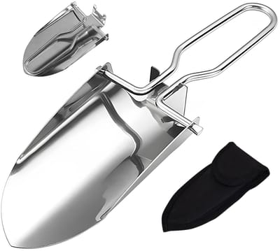 Dailygoods - Aililong vouwbare tuin schop – Mini handschop uit roestvrij staal, vouwbaar met riemzak, voor de tuin, bloemenschop, kamperen en buitenactiviteiten