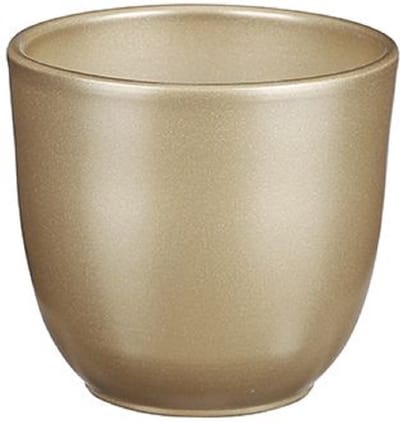 Mica Decorations Plantenpot - 2x stuks - goudkleurig - keramiek - 12 x 11 cm - plantenpotten