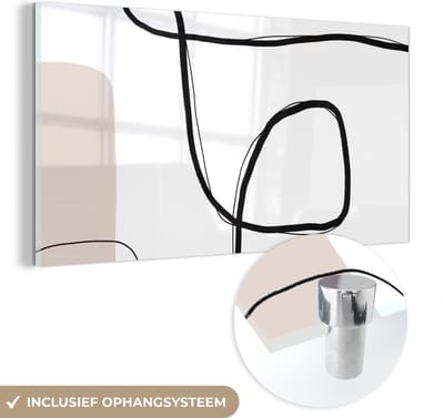 MuchoWow® Glasschilderij 40x20 cm - Schilderij acrylglas - Abstract - Pastel - Minimalisme - Foto op glas - Schilderijen