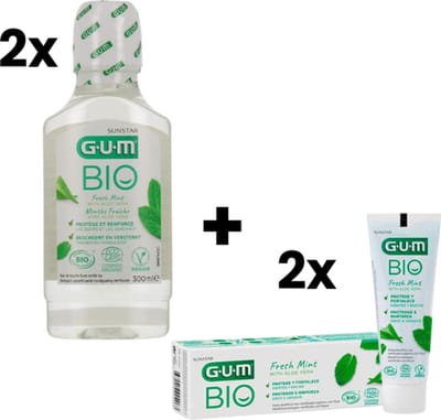GUM BIO Voordeelverpakking - 2x Mondwater + 2x Tandpasta