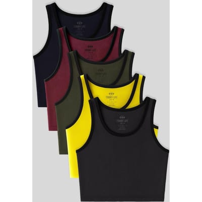 Geribbelde Katoenmix Mouwloze Crop Top