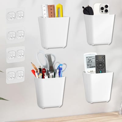Zelfklevende Organizer voor Afstandsbedieningen - 4 Stuks - Wandbevestiging, Opberghouders voor Make-up, Keuken en Kantoor - Ideaal voor Badkamer en Slaapkamer