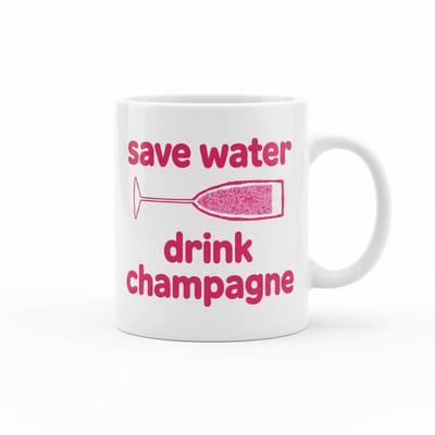 Save Water Drink Champagne Mok – Grappige Feest Quote Koffiemok – 330 ml Keramische Mok