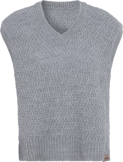Knit Factory Luna Spencer Dames - Debardeur voor dames - Mouwloze trui - Dames Trui - Trui zonder mouwen - Licht Grijs - 36/38