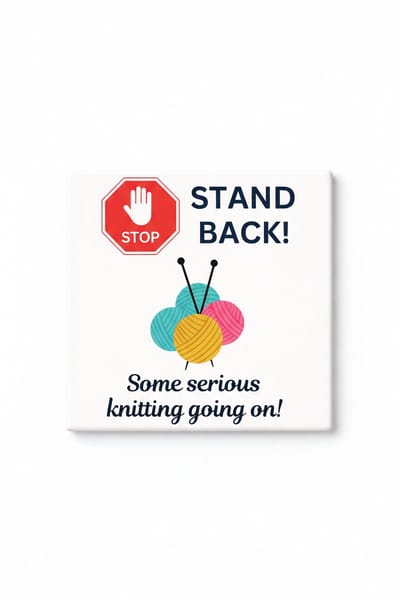 Grappige Breien Keramische Tegel – Stand Back Serious Knitting Going On Cadeau Tegel voor Breiers en Hobbyliefhebbers