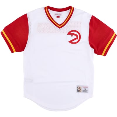 Herenjersey NBA Fashion Mesh V-hals Hardhout Klassiekers Atlhaw Wit/originele teamkleuren