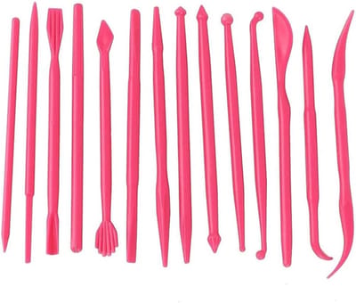 14-delige set plastic kleigereedschap voor boetseren, modelleren en snijden van polymeren en cake decoratie