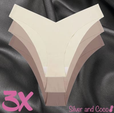 SilverAndCoco® - 3 stuks Naadloze Onderbroeken / Seamless Broekje Dames / Zacht Brazilian Slipje / Naadloos Stretch Ondergoed Vrouw / Hipster Dames Lingerie Onderbroek Slip Black Nude - Crème Beige Bruin / Small