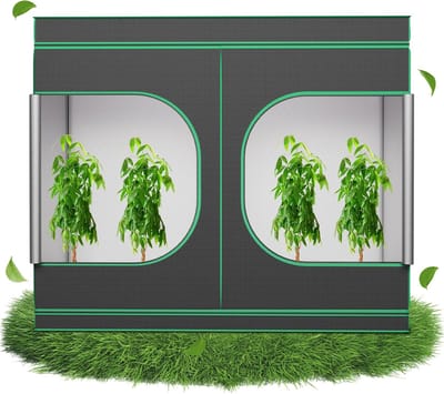Complete Kweektent voor Hydrocultuur, 240x120x200cm Lichtdichte Plantentent, Broeikas Box met Transparant Kijkvenster, Reflecterend Mylar, Uitneembare Bodemplaat en Accessoirekanaal, Indoor Kweekkas voor Home Groei, NAIZY