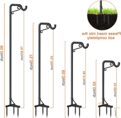 Verstelbare Schapenhaak 228cm voor Buiten - 2 Stuks, Ideaal voor Lampen, Plantenbakken en Tuinverlichting, Zwart