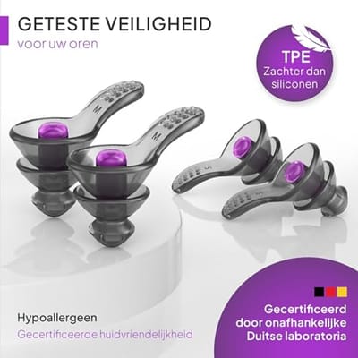 Oordopjes voor een rustige slaap - gehoorbescherming voor lawaaierige omgevingen en zijliggers - anti-snurk oordopjes - hypoallergeen - verkrijgbaar in 2 maten met aluminium behuizing