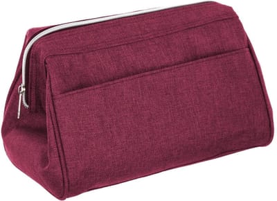 Toilettas/make-up etui/opberg tasje bordeaux rood 15 x 28 x 16 cm - Reis/vakantie toilettassen/make-up etui