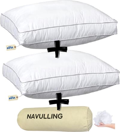 Bafra Hoofdkussen - Hoofdkussen Set van 2 - + gratis zak vulling | 50x60x10 cm - Hotelkwaliteit Hoofdkussens - Geschikt voor rug-, zij- en buikslapers - Katoenen Tijk