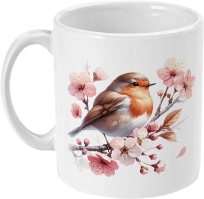 Mok Love Birds | Roodborstje - Kersen bloesem | 325ml