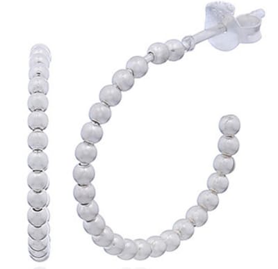 Joy|S - Zilveren balletjes oorringen stud - beaded - 18 mm