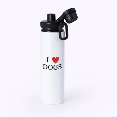 Hacebo® - I love dogs waterfles met draaidop zwart - Honden - cadeau honden liefhebber - cadeau - dog lover - water fles - 850ML