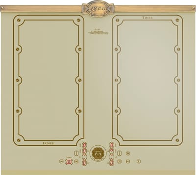 Kaiser - inductie - KCT 6192 FI ElfEm - inductiekookplaat - 60 cm - 8 verwarmingselementen: 4×2 inductiekookzones - FREE ZONE met 2 FLEX inductiezones - Ivoor - keramisch glas - met antiekgouden afwerking