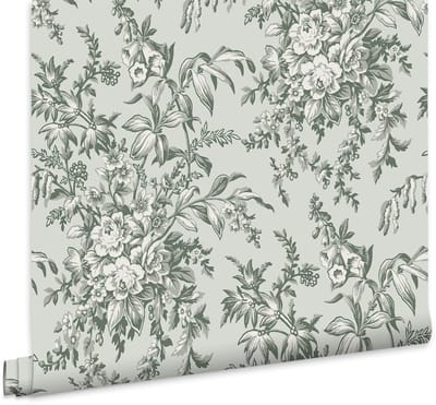 Laura Ashley Picardie Behang - Bloemen - 10mx52cm - Groen