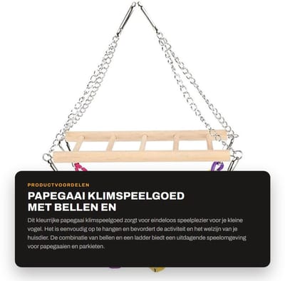Dailygoods- Vogelschommelspeelgoed met bellen - Papegaaien Speelgoed - Klimspeelgoed - Hangende Brug - Geschikt voor Kleine Vogels - Eenvoudig te Installeren