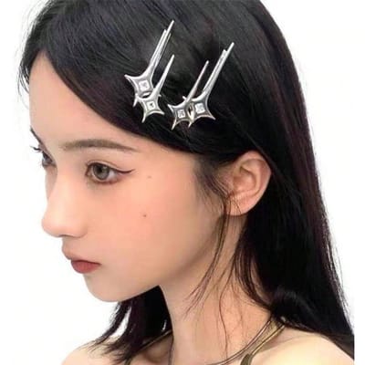 Pince à Cheveux Décor Étoile Pinces Griffes de Rue Pinces à Cheveux Barrettes à Cheveux, Fournitures Scolaires One-size argenté