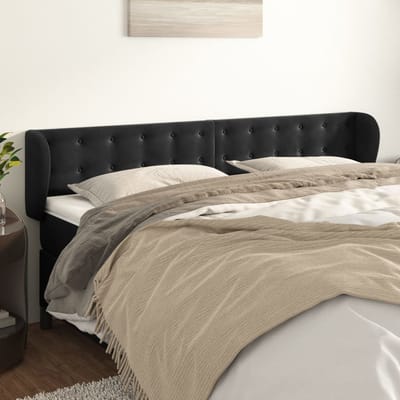 vidaXL - Hoofdbord - met - randen - 183x23x78/88 - cm - fluweel - zwart