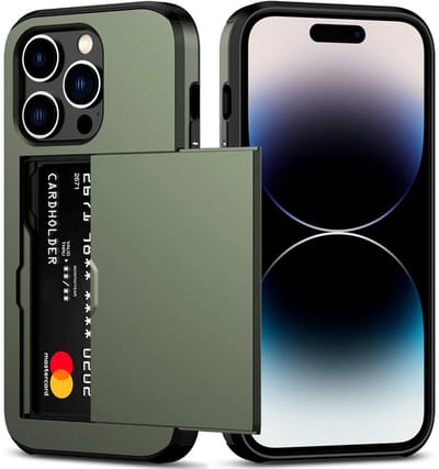 Mobiq pashouder hoesje geschikt voor iPhone 15 Pro | vakje voor pasjes groen
