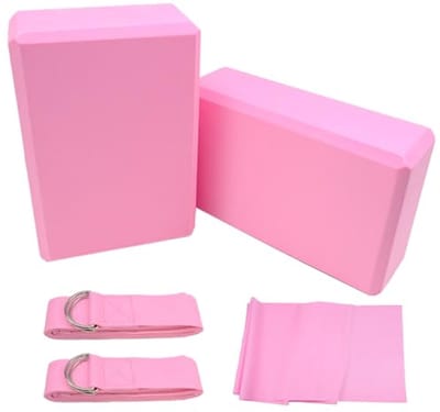Set van 2 Yogablokken met Riem - Lichtgewicht EVA-schuim Antislip Blokken voor Yoga en Pilates