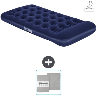 Bestway luchtbed - 1-Persoons - 99 x 188 x 28 cm - Blauw - Inclusief pomp en Hoeslaken