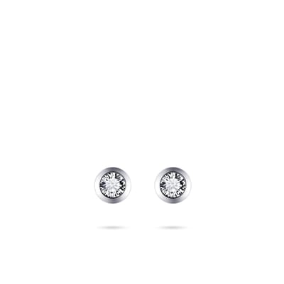 Jewels Inc. - Oorbellen - Oorstekers - Gezet met Zirkonia Steen in een Gladomzetting - 7mmØ - 4mmØ Zirkonia - 14 Karaat Witgoud