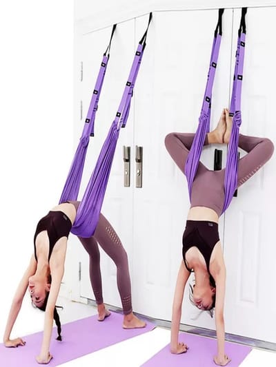 Yoga-Stretchband met Deuranker – 2 Weerstandstouwen – voor Been, Taille, Achterwaartse Buiging, Pilates, Dans & Aerial Yoga-OUTARO