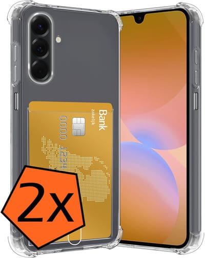 Hoes - 2 Stuks - Geschikt voor Samsung Galaxy A26 - Met Pashouder en Kaarthouder - Telefoon Hoesje Shockproof - Siliconen Case - Back Cover - Shock Proof - Pasjes Houder - Transparant