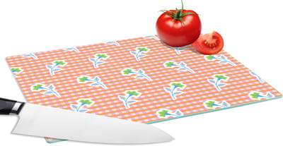 Glazen Snijplank - 28x20 - Bloemen - Ruiten - Patroon - Snijplanken Glas