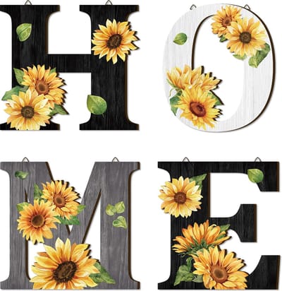 Goodivery ® Stijlvolle Houten Wanddecoratie met Zonnebloemen Thema voor Huisdecoratie