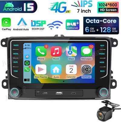 HexinexMarket Octa-Core autoradio Geschikt voor VW GOLF 5 6 Touran Tiguan - Draadloos CarPlay, Android Auto, GPS Navi, RDS, multimediaspeler, Android 15, 6GB+128GB