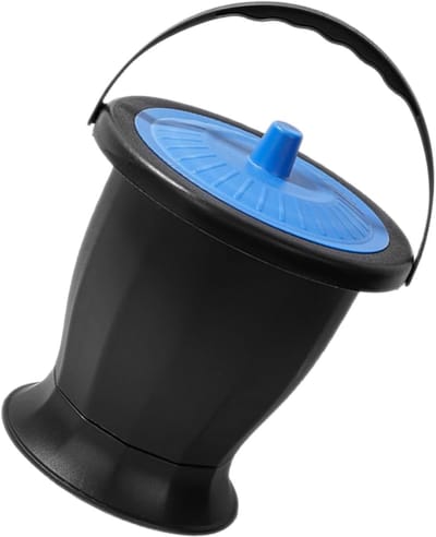 Draagbare Toilet Pot - Urinal Kamerpot - Thuisgebruik Ondersteuning - Met Afsluitbaar Deksel - 23.5 cm - Zwart