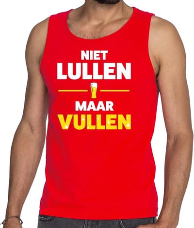 Niet Lullen maar Vullen tekst tanktop / mouwloos shirt rood heren - heren singlet Niet Lullen maar Vullen S
