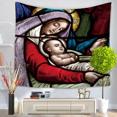 Wandkleed - Mary and Jesus Wandkleed - Maria met baby Jezus - 150 x 200 CM