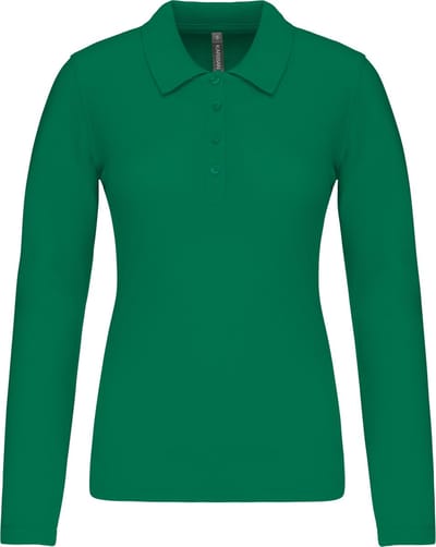 Kariban Piqué-damespolo lange mouwen K257 - Kelly Green - XS