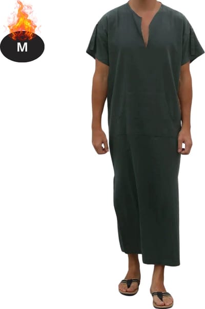 Nivard Islamitische Kleding - Djellaba Heren - Moslim Kleding - Arabisch Mannen Kaftan - Alhamdulillah - Donkergrijs M