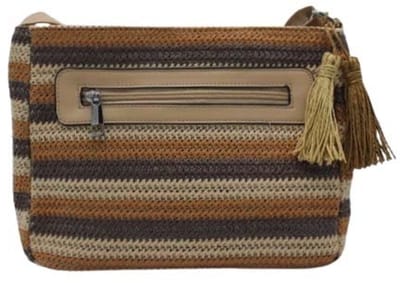 Schoudertas Dames Tas Cross Body Tas Bruin-Beige Gestreept