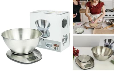 Aura® Keukenweegschaal Digitaal Met Kom - Keukenweegschaal - Keukenweegschaal Digitaal - Zilver - 20cm x 18cm x 4cm