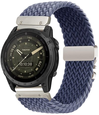 By Qubix - Geschikt voor Garmin bandje - 26mm Quickfit - Braided nylon band met parachute sluiting - Blauwgrijs - Geschikt voor Garmin Quatix 8 - 51mm